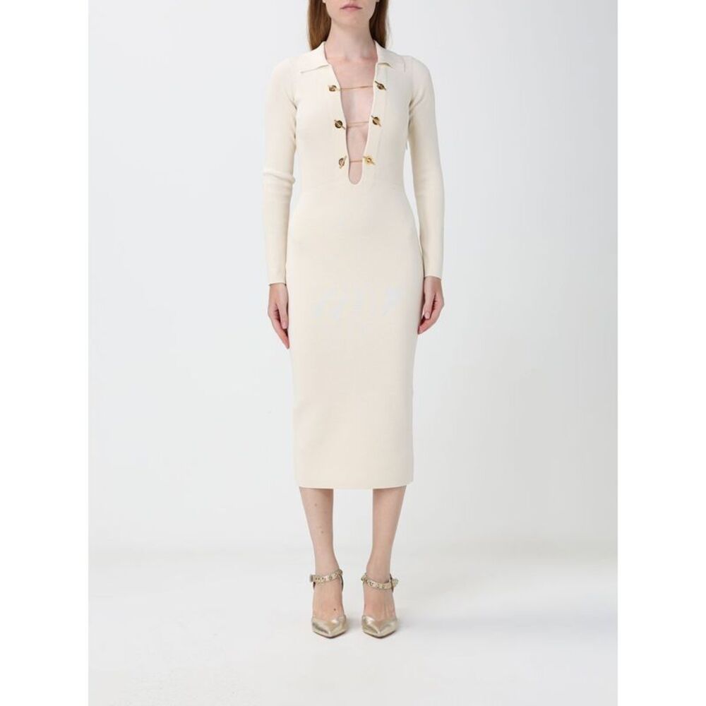 Slim-Fit Midi Sheath Dress Elisabetta Franchi In Jersey Knit With V-Neck